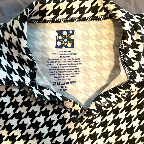 Kickee Pants 18-24 months Houndstooth, Collared Long Sleeve Romper, EUC - Picture 2 of 4
